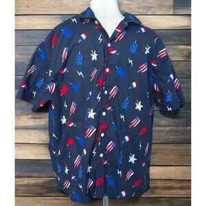 City Streets Mens Shirt Size XL USA Patriotic Summer Short Sleeve July 4th